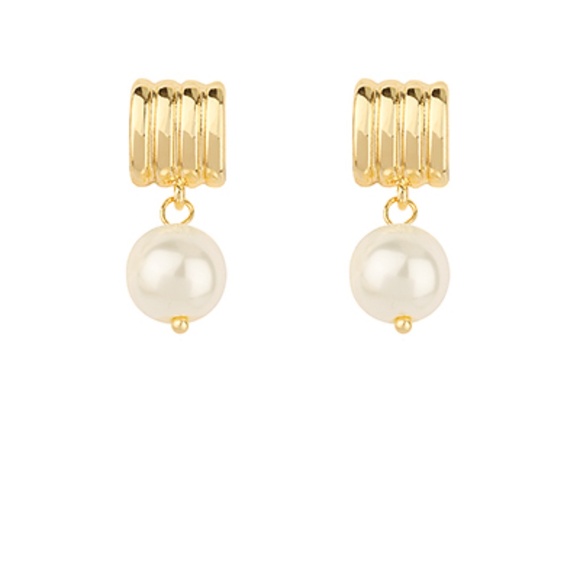 Textured Round Pearl Drop Earrings - Picture 1 of 1